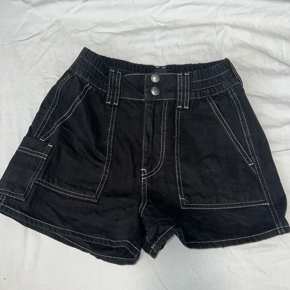 BDG Pants - BDG skate high rise shorts black with white thread size XS
